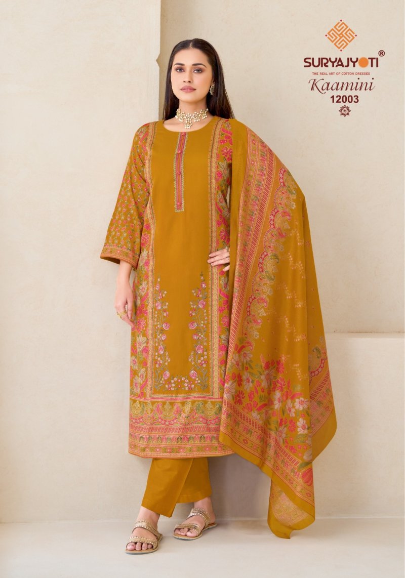 Kaamini Vol 12 By Suryajyoti Jam Satin Printed Dress Material